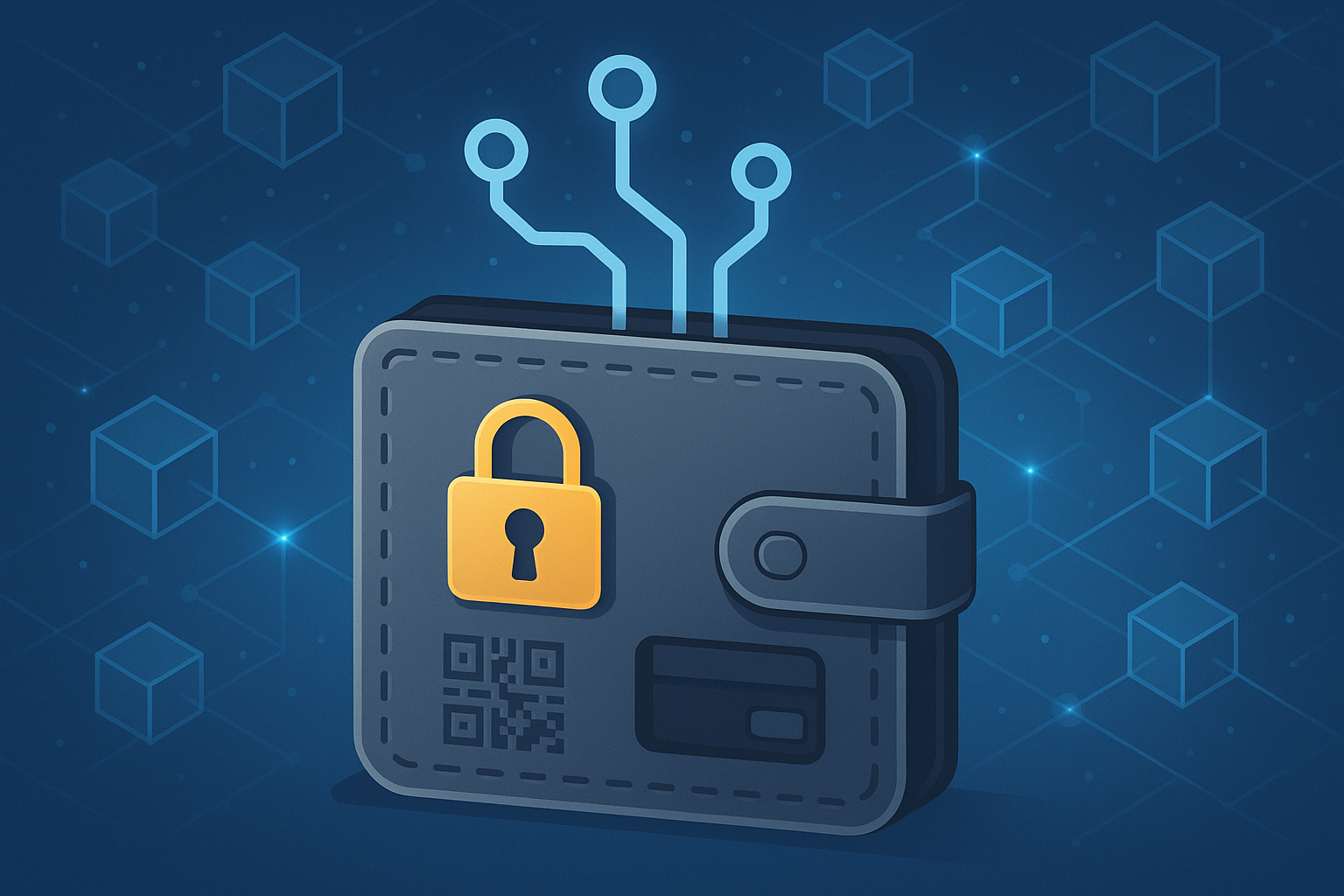Secure digital crypto wallet illustration